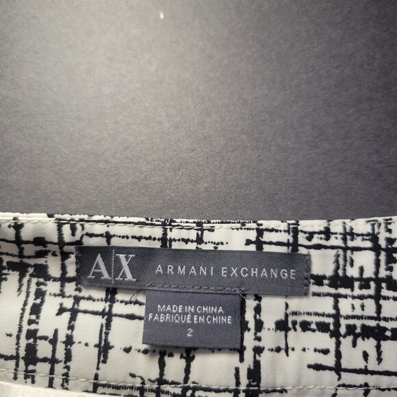 A|X Armani Exchange cream black abstract lined flared skirt size 2 NWOT - Picture 9 of 12